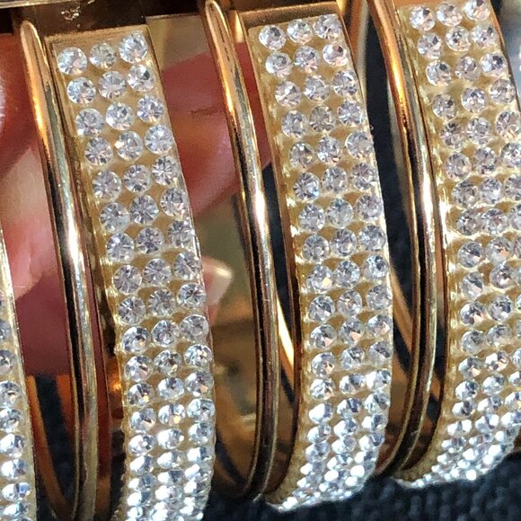 Gold Crystal Rhinestone Statement Bracelet Arm Cuff COSPLAY Nightclub 4.5" Long - Picture 5 of 9